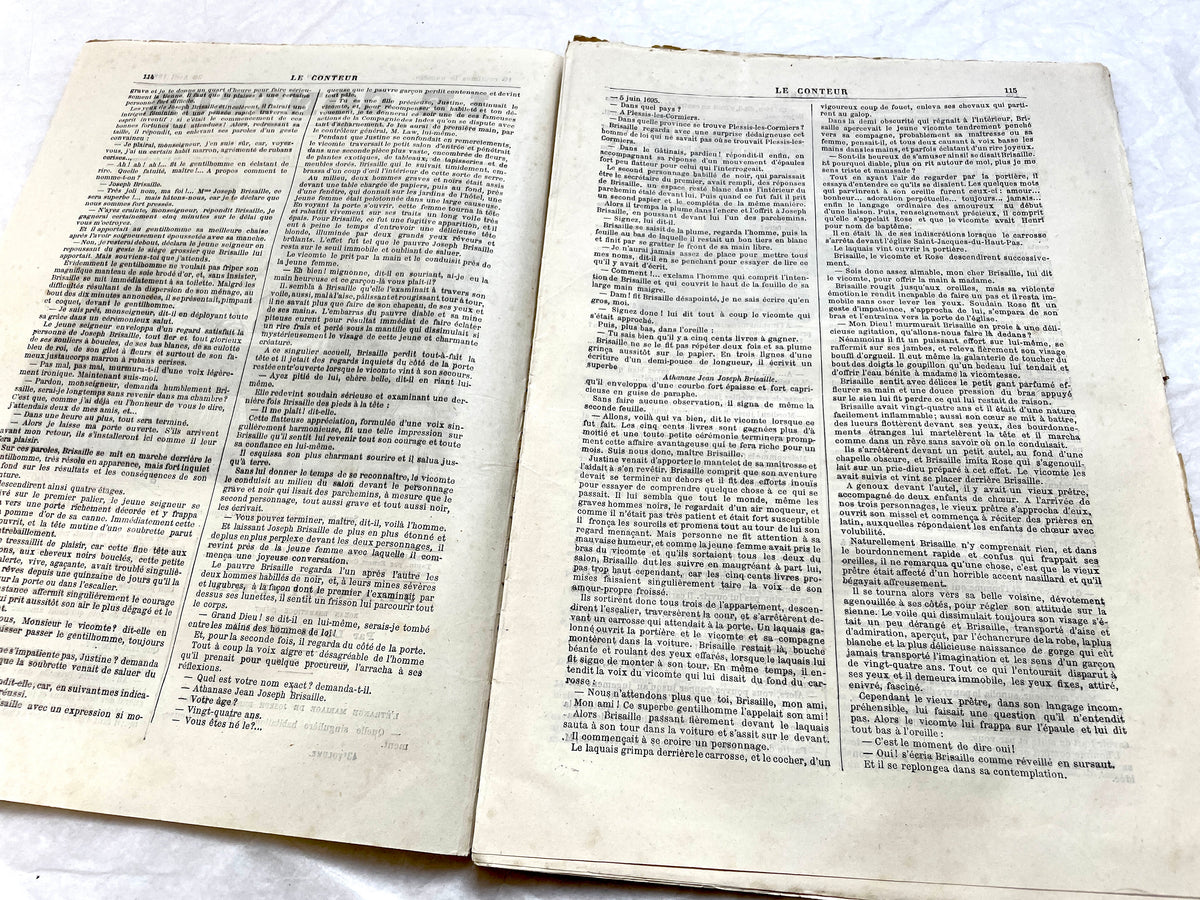 1880s French newspaper 'Le Conteur' issue from April 30, 1881, featuring a detailed front-page engraving.