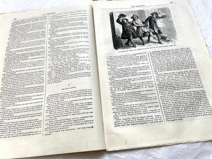 1880s French newspaper 'Le Conteur' issue from April 30, 1881, featuring a detailed front-page engraving.