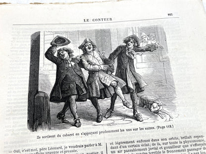 1880s French newspaper 'Le Conteur' issue from April 30, 1881, featuring a detailed front-page engraving.