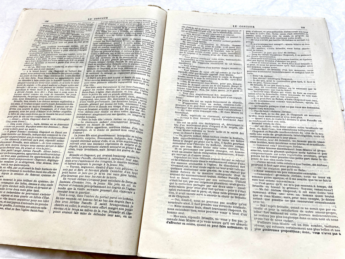 1880s French newspaper 'Le Conteur' issue from April 30, 1881, featuring a detailed front-page engraving.