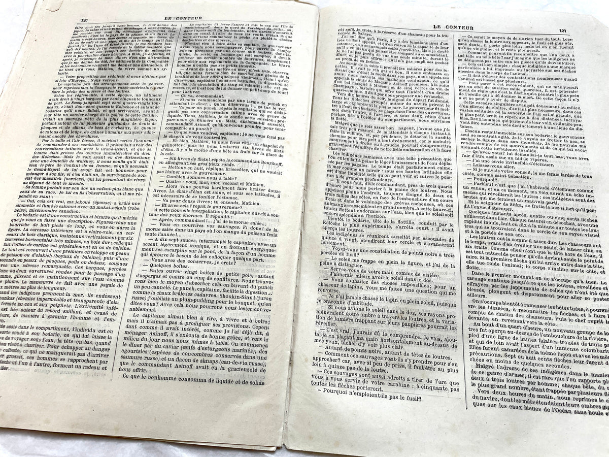 1880s French newspaper 'Le Conteur' issue from April 30, 1881, featuring a detailed front-page engraving.