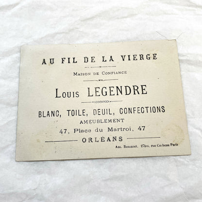 Late 19th - Three Antique French Trade Cards - Louis Legendre Orleans Advertising Chromolithograph Vignettes - Vintage Haberdashery Ephemera