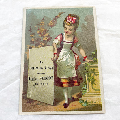 Late 19th - Three Antique French Trade Cards - Louis Legendre Orleans Advertising Chromolithograph Vignettes - Vintage Haberdashery Ephemera