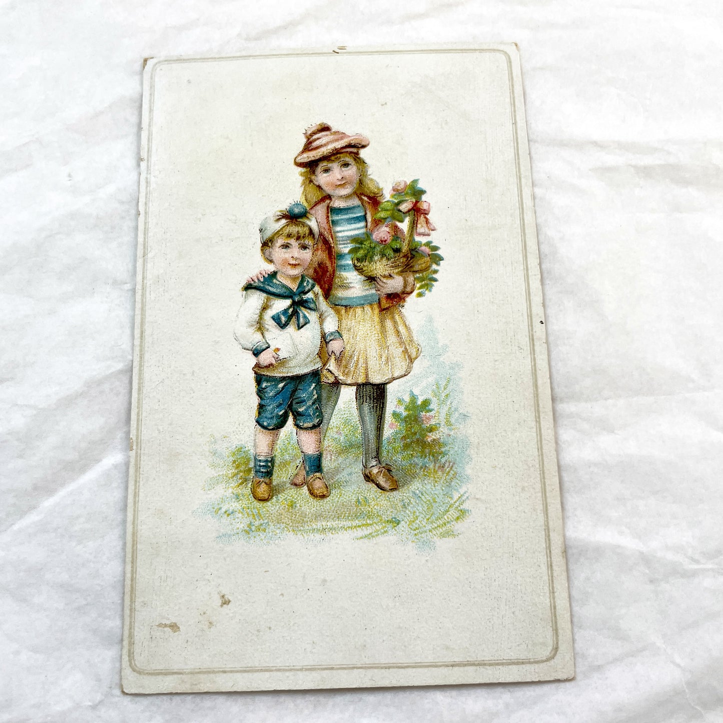 Late 19th Century - Two Chromolithograph Prints - Charming Victorian Children Illustrations - Antique Child Portrait Pair