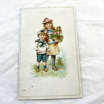 Late 19th Century - Two Chromolithograph Prints - Charming Victorian Children Illustrations - Antique Child Portrait Pair