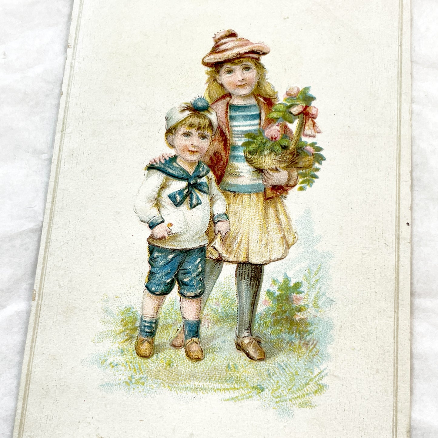 Late 19th Century - Two Chromolithograph Prints - Charming Victorian Children Illustrations - Antique Child Portrait Pair