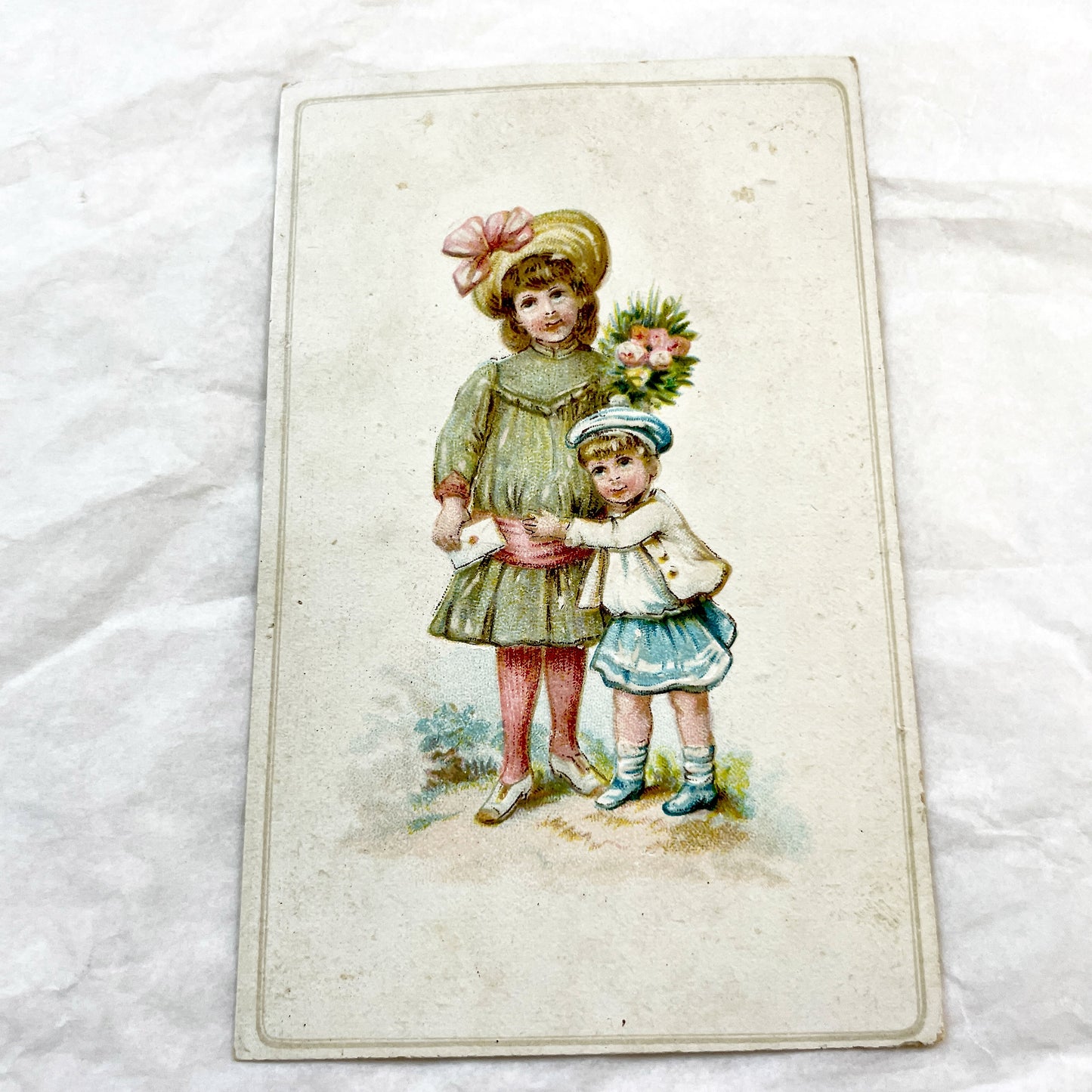Late 19th Century - Two Chromolithograph Prints - Charming Victorian Children Illustrations - Antique Child Portrait Pair