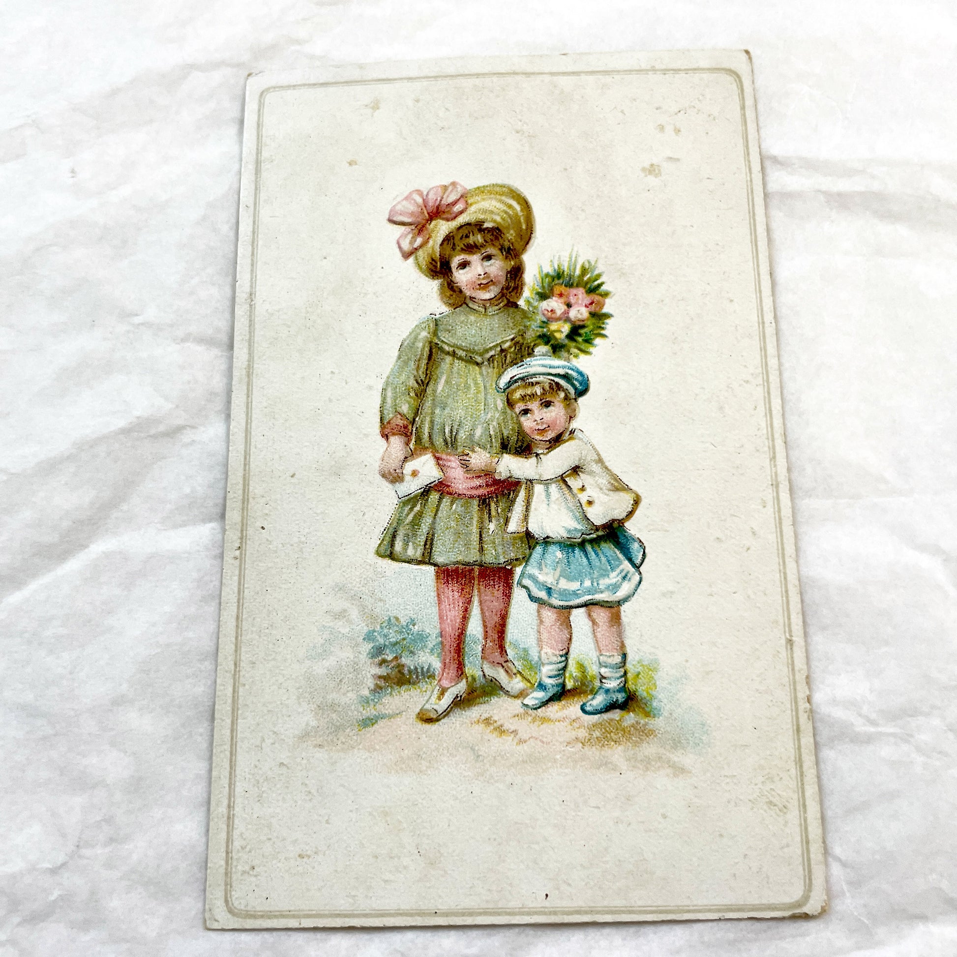 Late 19th Century - Two Chromolithograph Prints - Charming Victorian Children Illustrations - Antique Child Portrait Pair