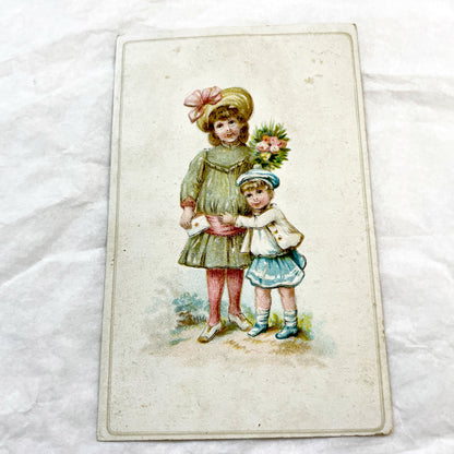 Late 19th Century - Two Chromolithograph Prints - Charming Victorian Children Illustrations - Antique Child Portrait Pair