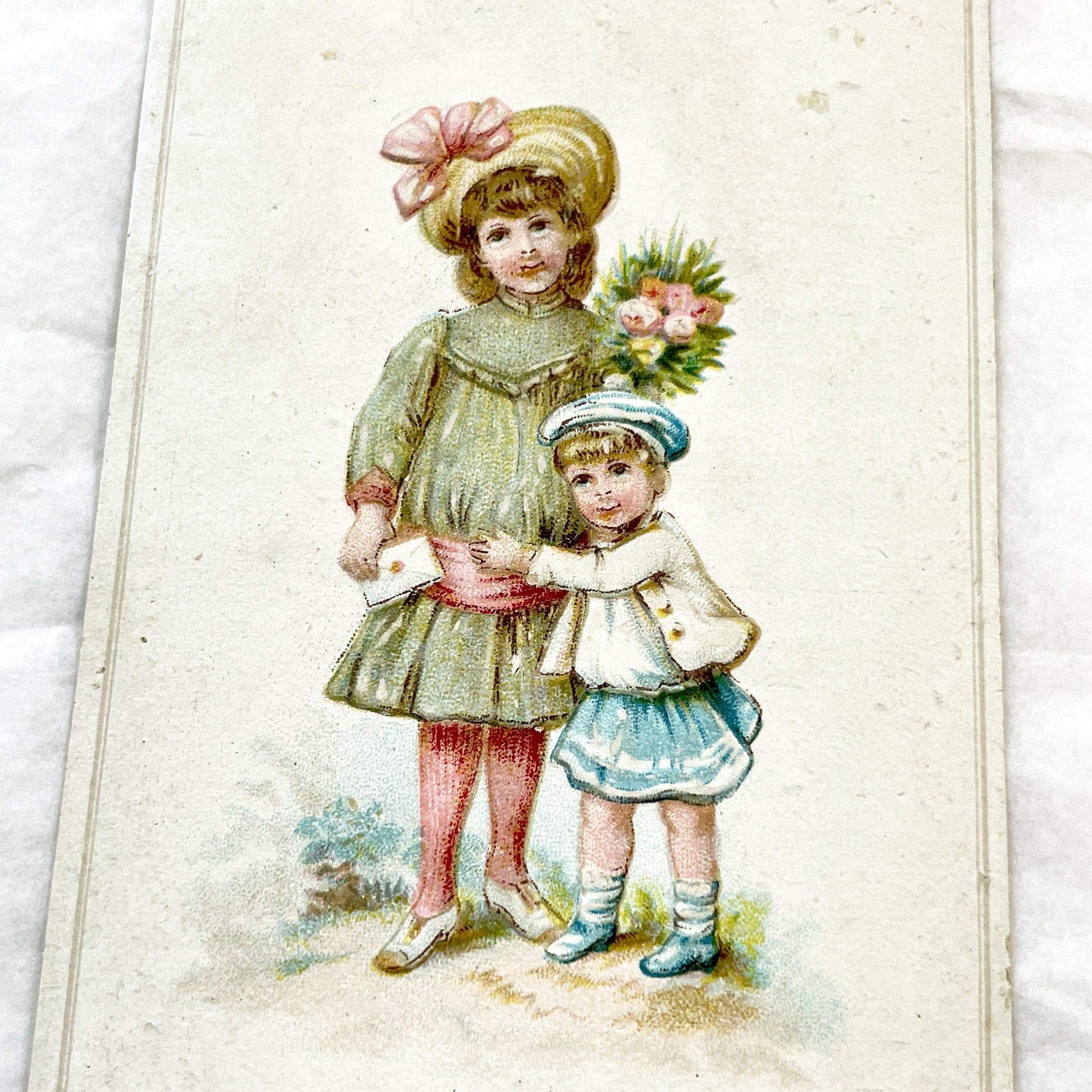 Late 19th Century - Two Chromolithograph Prints - Charming Victorian Children Illustrations - Antique Child Portrait Pair