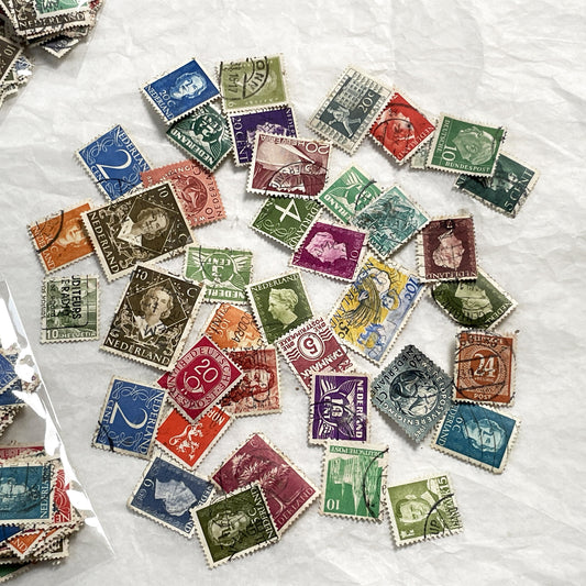 1950s - Vintage European Postage Stamps – Lot of 40 Colorful Stamps from Various Countries – Ephemera for Crafts, Journals & Collage Art