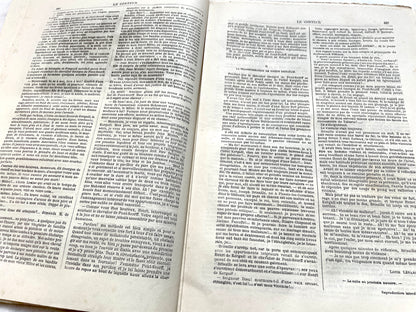 Late 19th century French newspaper 'Le Conteur' from 1881, featuring an engraving of a fight scene with swords and pistols.
