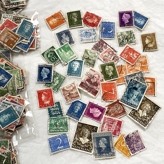 1950s - Vintage European Postage Stamps – Lot of 40 Colorful Stamps from Various Countries – Ephemera for Crafts, Journals & Collage Art