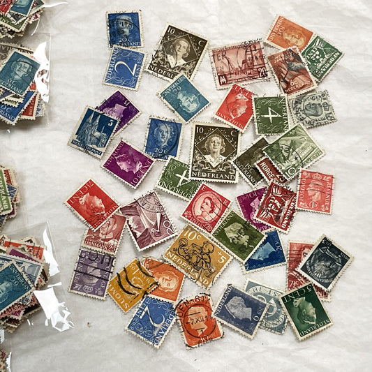 1950s - Vintage European Postage Stamps – Lot of 40 Colorful Stamps from Various Countries – Ephemera for Crafts, Journals & Collage Art
