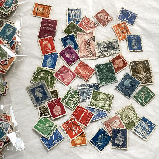 1950s - Vintage European Postage Stamps – Lot of 40 Colorful Stamps from Various Countries – Ephemera for Crafts, Journals & Collage Art