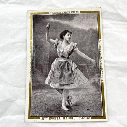 Late 19th - Six French Chocolat Moreuil Trade Cards - Belle Epoque Actresses - Sarah Bernhardt - Rosita Mauri - Set of Six Collectibles