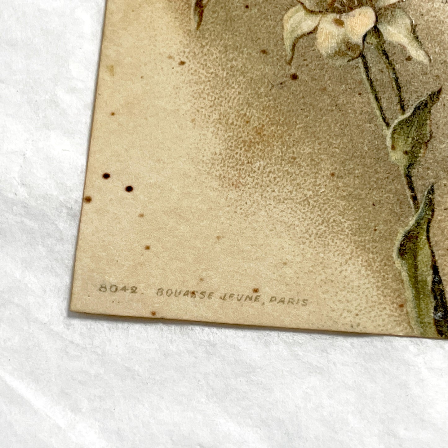 1910s - Vintage French Christmas Card - Religious Angels Lilies Motif - Bouasse Jeune Paris - 1913 Handwritten Message - Collectible