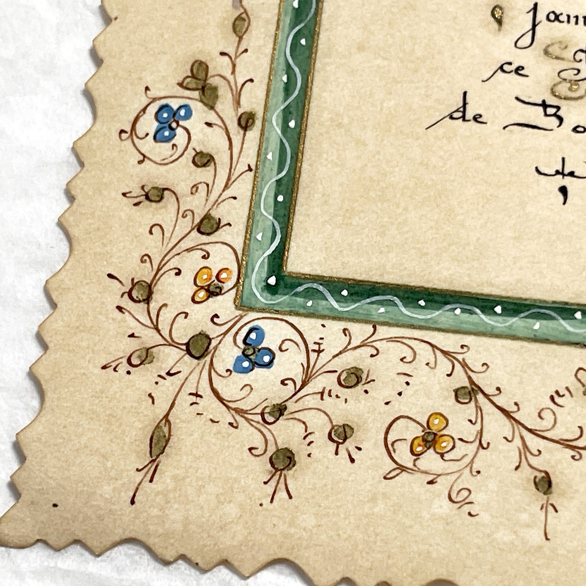 1910s - Ornate First Communion Card - Hand-Painted Religious Memento with Monstrance and Chalice - French Scripture - Spiritual Reflection