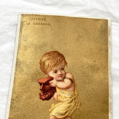 Late 19th-Century - Two French Chromolithograph - Advertising Card - Au Printemps Department Store - Children Cherub Theme
