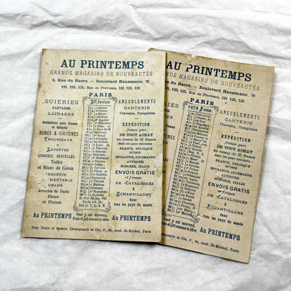 Late 19th-Century - Two French Chromolithograph - Advertising Card - Au Printemps Department Store - Children Cherub Theme