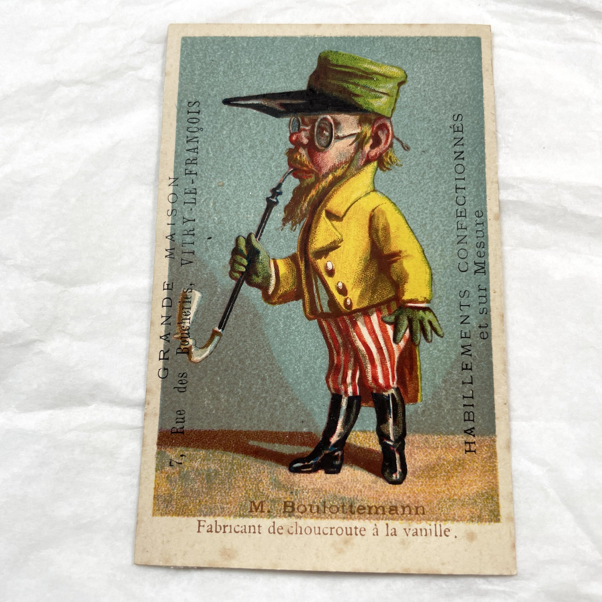 Late 19th Century - French Advertising Trade Cards - Set of Three Humorous Chromos - Caricature Collectibles - Vitry-le-François  Ads