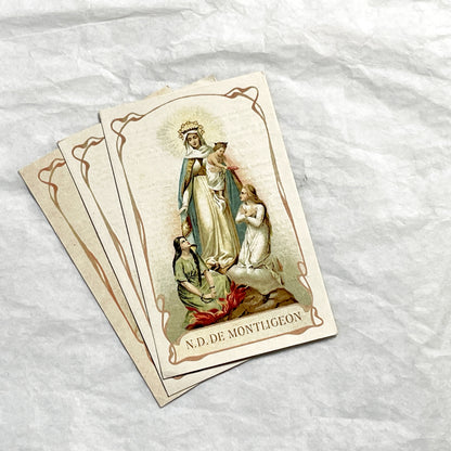 1930s - Vintage French Our Lady of Montligeon Catholic Holy Prayer Cards- Religious Ephemera for Purgatory Souls Archconfraternity