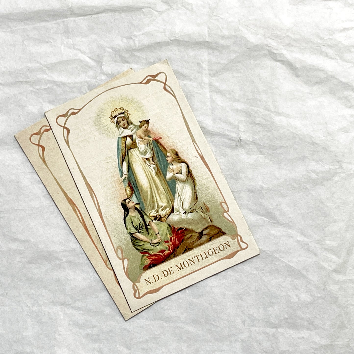 1930s - Vintage French Our Lady of Montligeon Catholic Holy Prayer Cards- Religious Ephemera for Purgatory Souls Archconfraternity