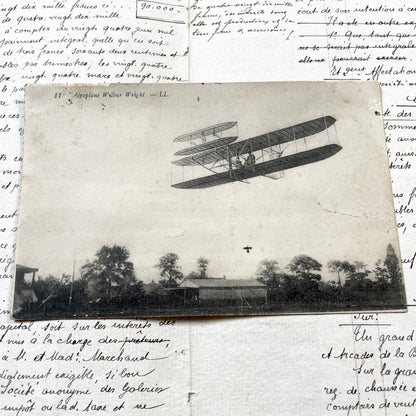 1910s - Vintage Wright Aeroplane Postcard - Historic Early Aviation Flight Photograph - Pioneering Biplane Collectible Card - Rare