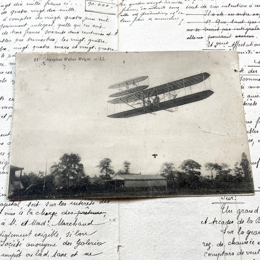 1910s - Vintage Wright Aeroplane Postcard - Historic Early Aviation Flight Photograph - Pioneering Biplane Collectible Card - Rare