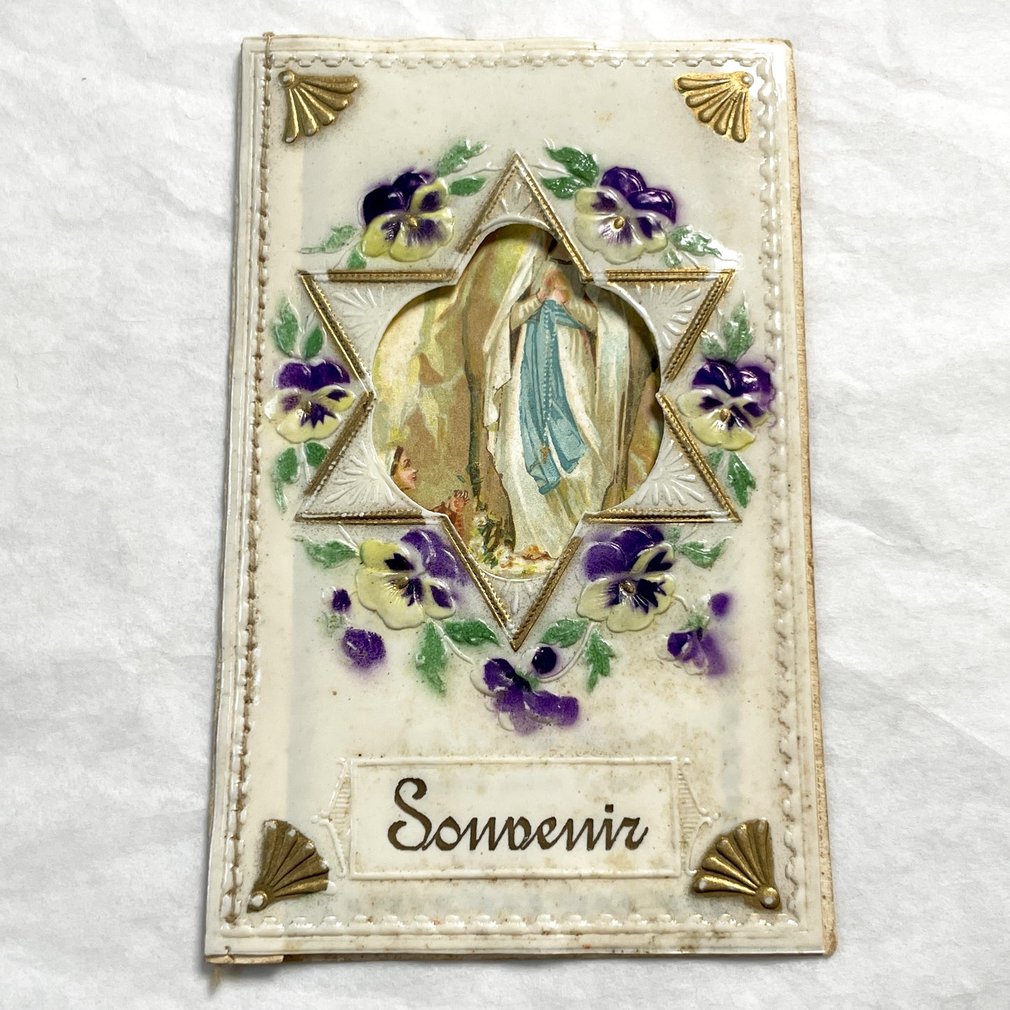 1900s - Antique Devotional Booklet Lourdes Madonna - Souvenir Prayer Book - French Catholic Pilgrim Memorabilia - Religious Art Prayer