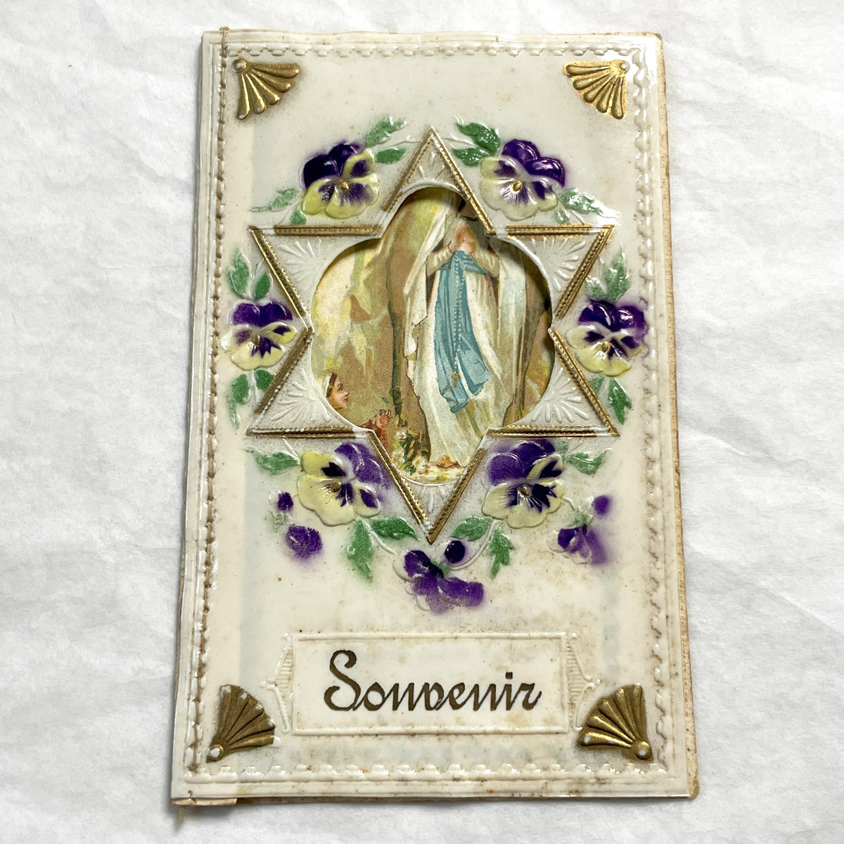 1900s - Antique Devotional Booklet Lourdes Madonna - Souvenir Prayer Book - French Catholic Pilgrim Memorabilia - Religious Art Prayer