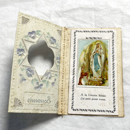 1900s - Antique Devotional Booklet Lourdes Madonna - Souvenir Prayer Book - French Catholic Pilgrim Memorabilia - Religious Art Prayer