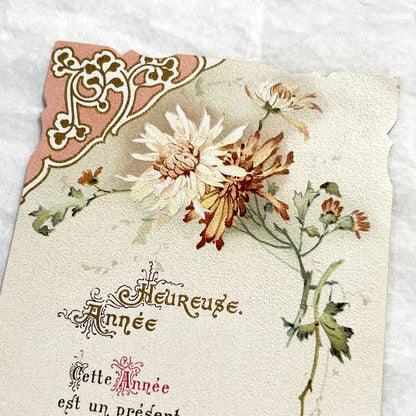 1900s - Vintage French New Year Card - Floral Art - Boumard et Fils Paris - Religious Quote - Antique Ephemera - Collectible Greeting Cards