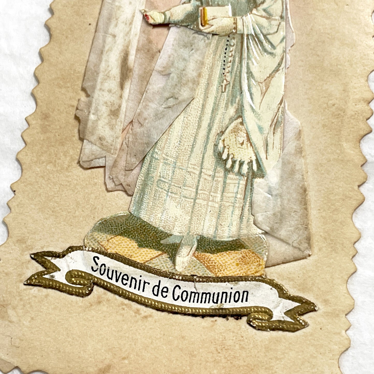 1900s - Antique First Communion Chromo Card - Vintage Religious Devotional Souvenir - Historical Ephemera for Crafting and Collecting