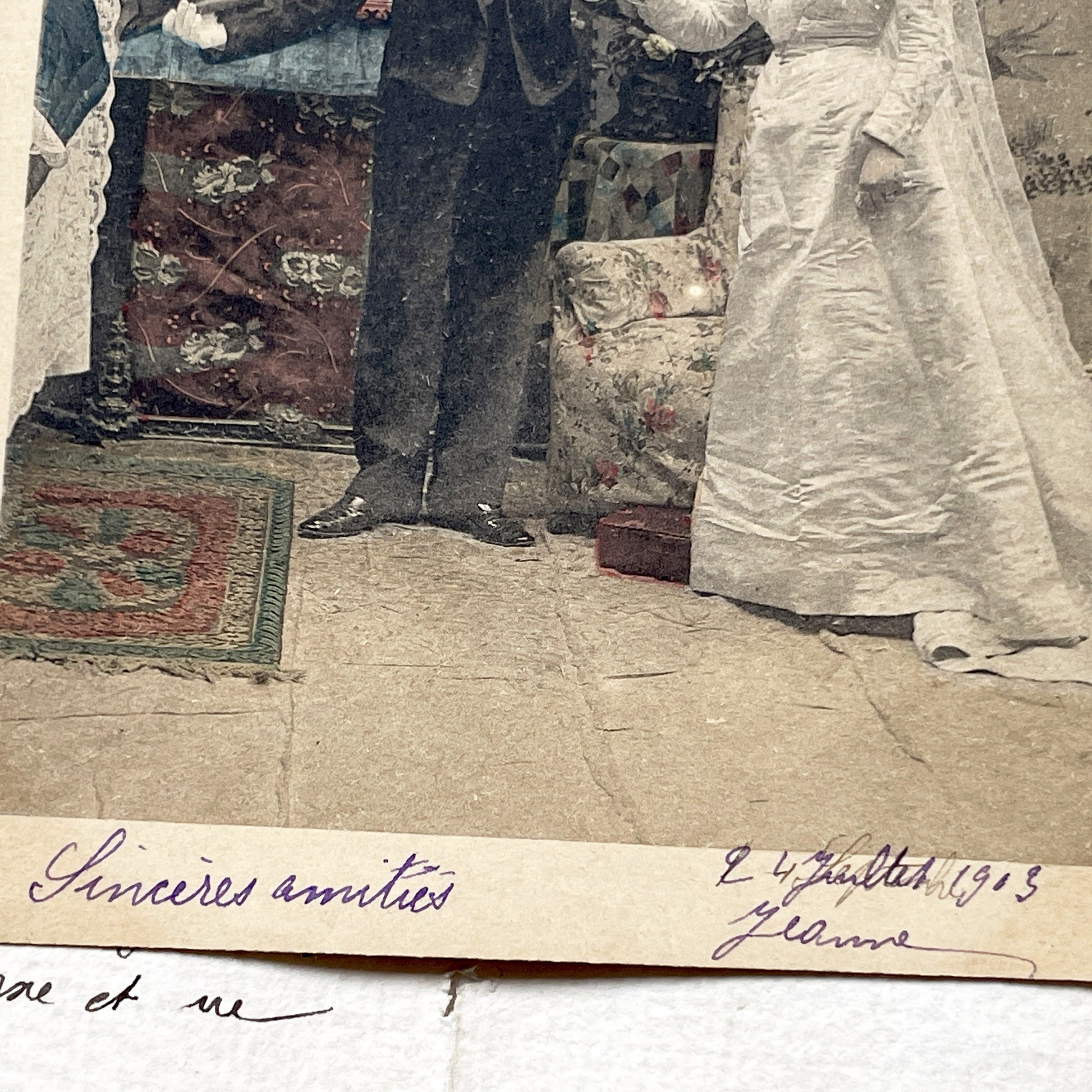 1900s - Vintage Wedding Photo - Elegant Edwardian Bride Groom Portrait - Studio Marriage Scene - Antique Ephemera Memento