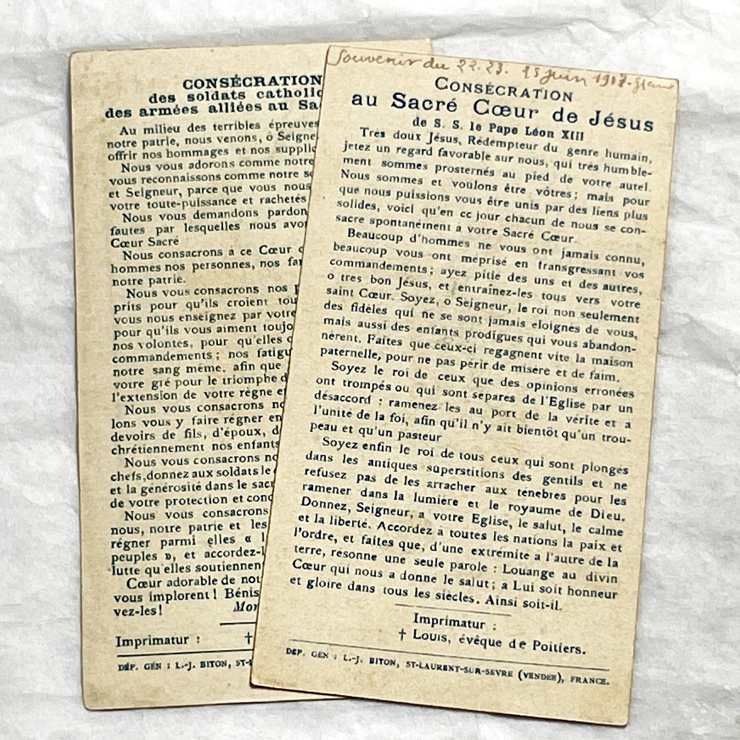 1910s - Antique French Prayer Card - Sacred Heart of Jesus Image - Religious Ephemera - Collectible Catholic Devotional Item