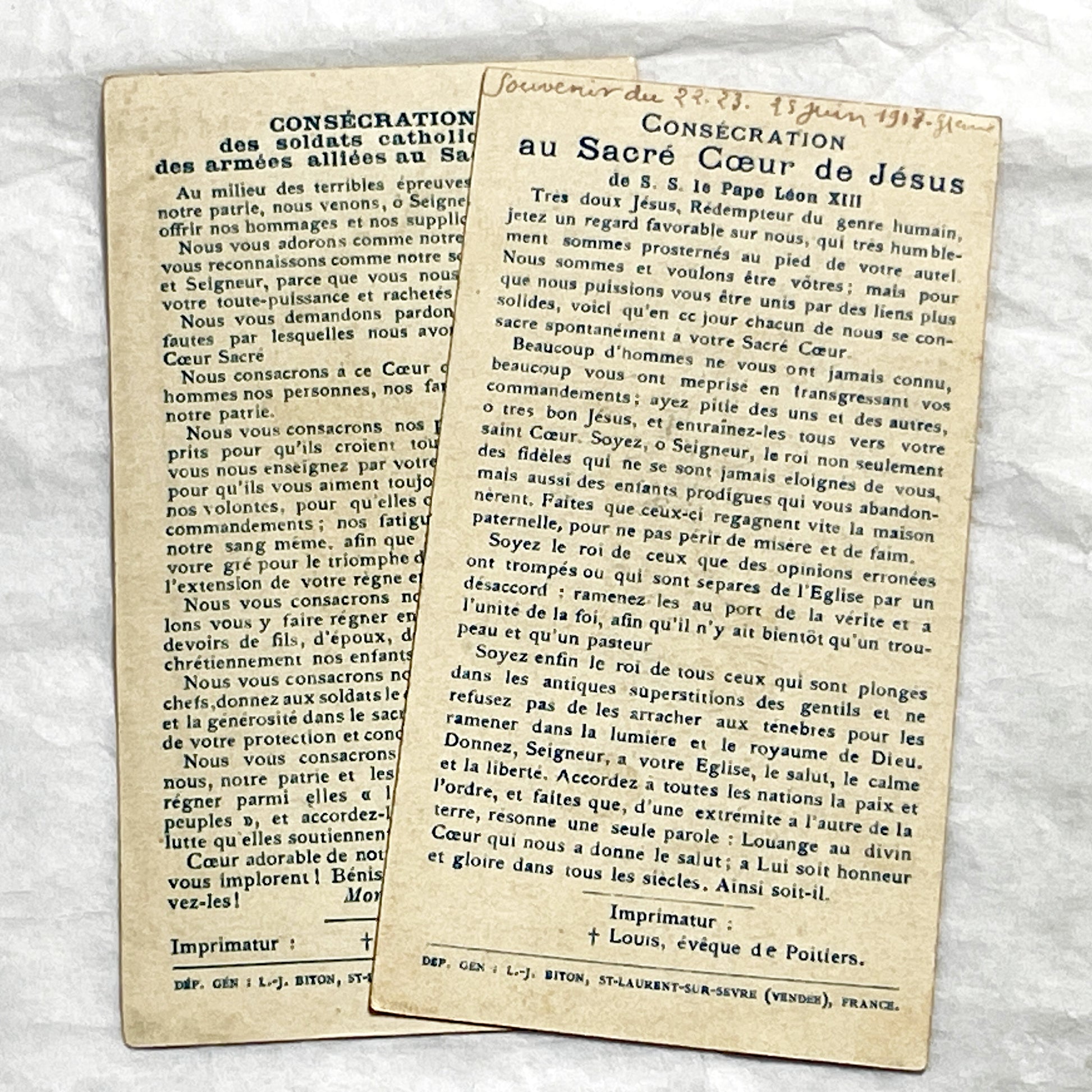 1910s - Antique French Prayer Card - Sacred Heart of Jesus Image - Religious Ephemera - Collectible Catholic Devotional Item