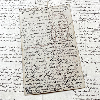 1900s - Vintage French Remerciements Postcard - Hand Tinted Sepia Photo - Edwardian Couple - Floral Design - Antique Collectible Art