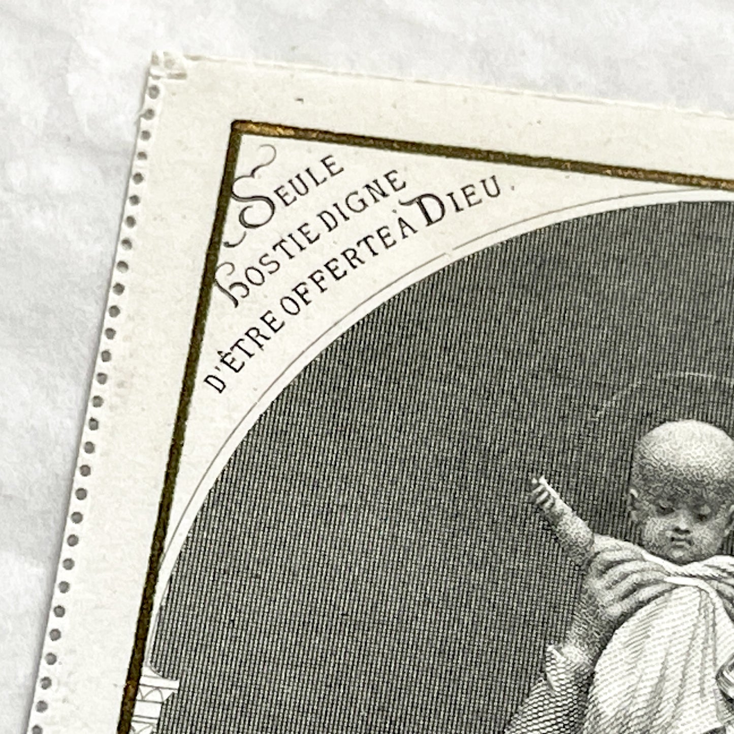 1900s - Antique French Religious Holy Card - Engraving of Virgin Mary and Infant Jesus - Devotional Art - Christian Collectible