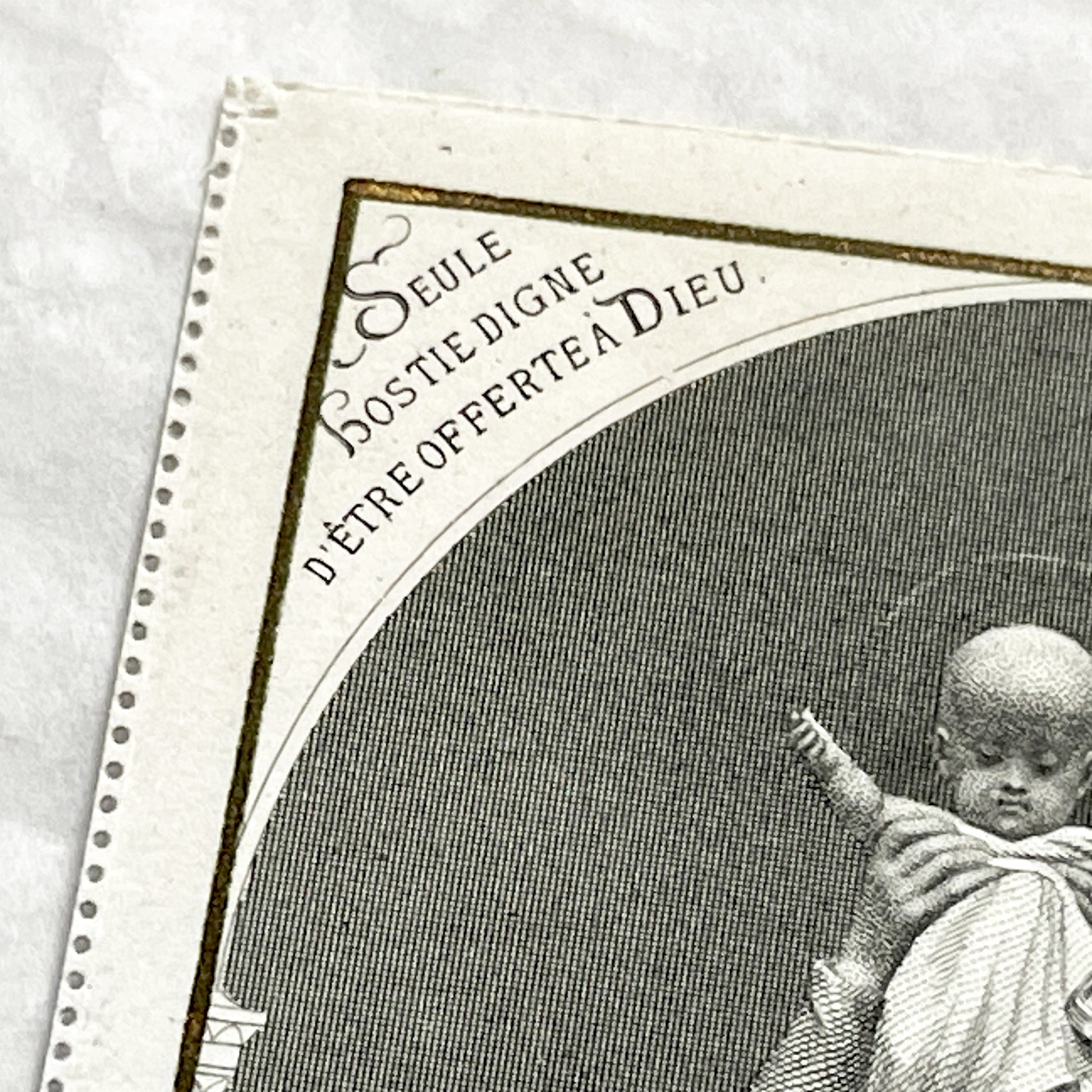 1900s - Antique French Religious Holy Card - Engraving of Virgin Mary and Infant Jesus - Devotional Art - Christian Collectible