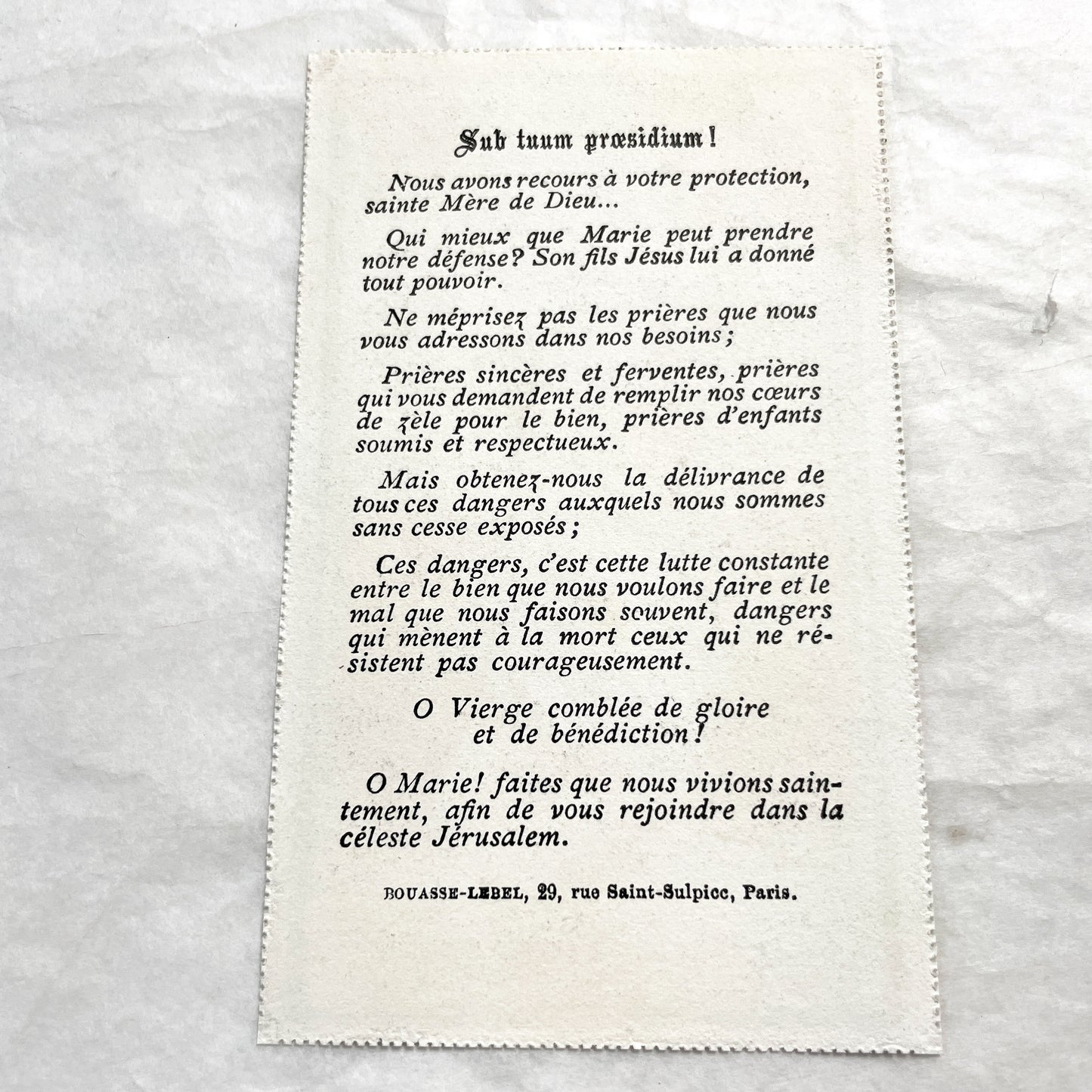 1900s - Antique French Religious Holy Card - Engraving of Virgin Mary and Infant Jesus - Devotional Art - Christian Collectible