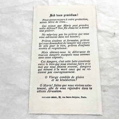 1900s - Antique French Religious Holy Card - Engraving of Virgin Mary and Infant Jesus - Devotional Art - Christian Collectible