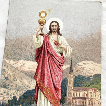 1900s - Antique French Sacred Heart Jesus Prayer Card - Religious Devotion - Vintage Catholic Holy Card - Spiritual Artifact