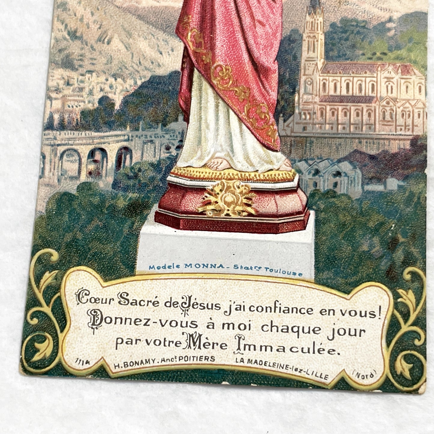 1900s - Antique French Sacred Heart Jesus Prayer Card - Religious Devotion - Vintage Catholic Holy Card - Spiritual Artifact