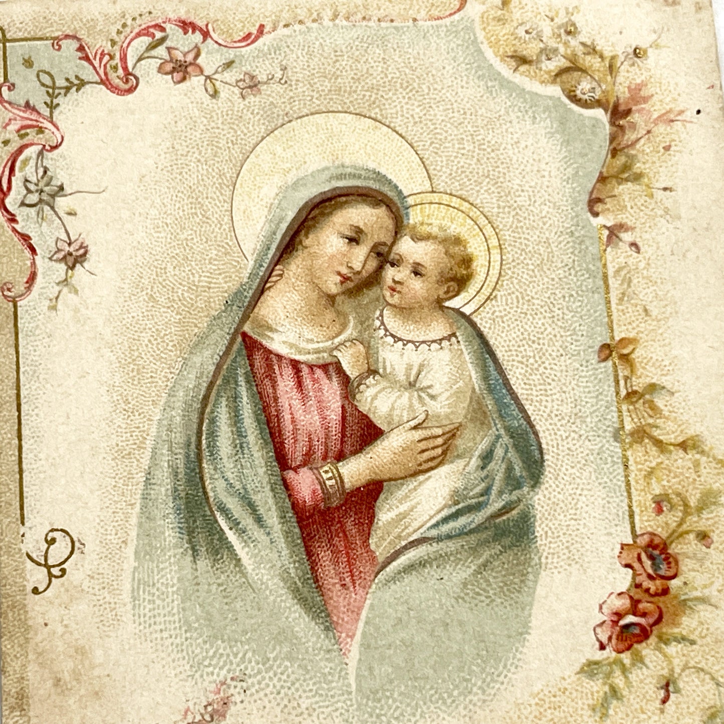 1900s - Vintage Religious Holy Card Virgin Mary Jesus Child - Antique French Prayer Card - Catholic Devotion Art Collectible Ephemera