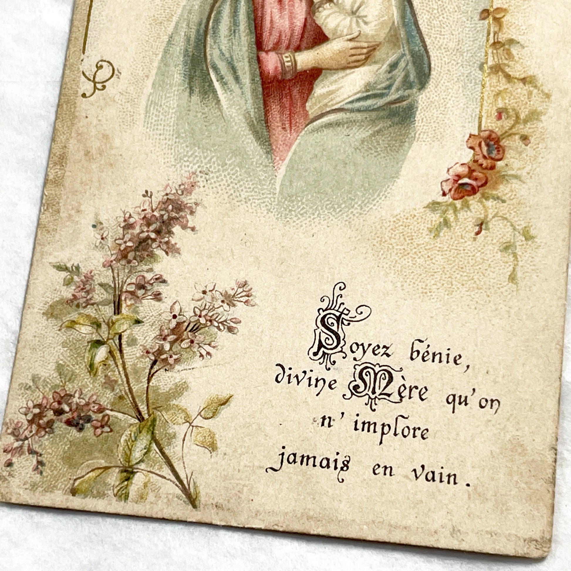 1900s - Vintage Religious Holy Card Virgin Mary Jesus Child - Antique French Prayer Card - Catholic Devotion Art Collectible Ephemera