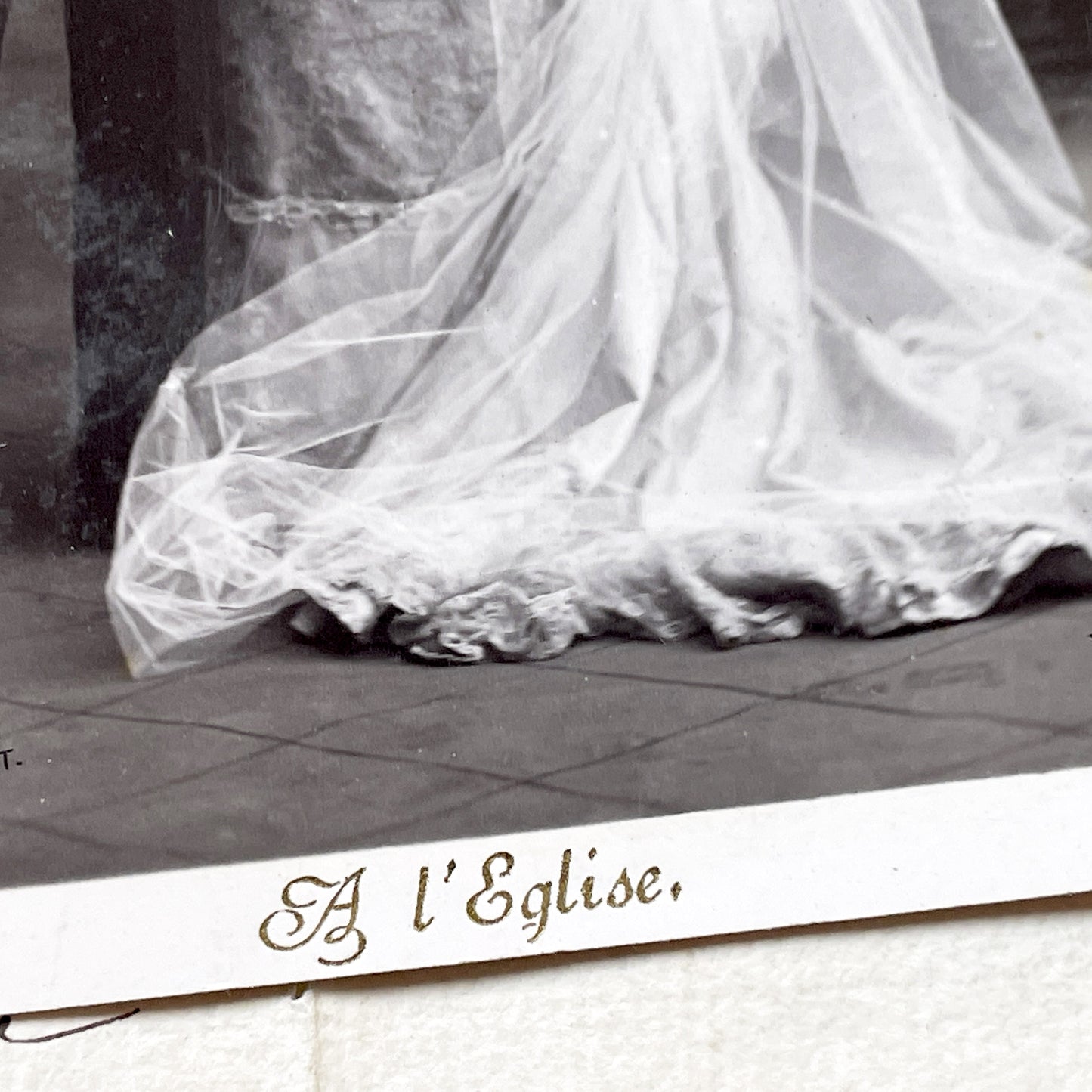 1900s - Antique French Wedding Photographic Postcard - Early 20th Century Nuptial Portrait - Arjalew Photo - Vintage Romance Document