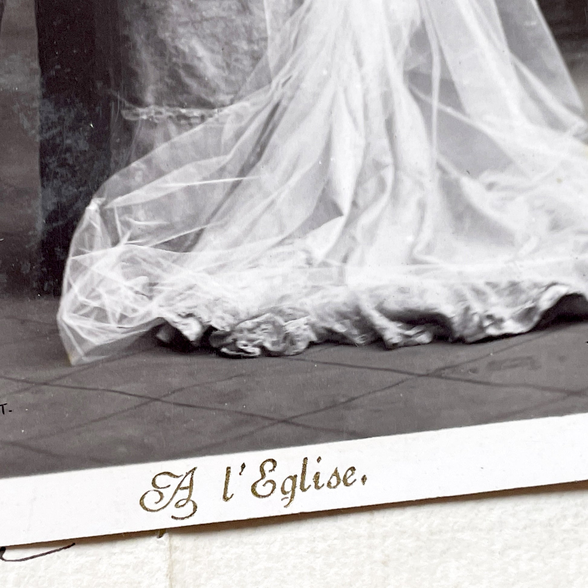 1900s - Antique French Wedding Photographic Postcard - Early 20th Century Nuptial Portrait - Arjalew Photo - Vintage Romance Document