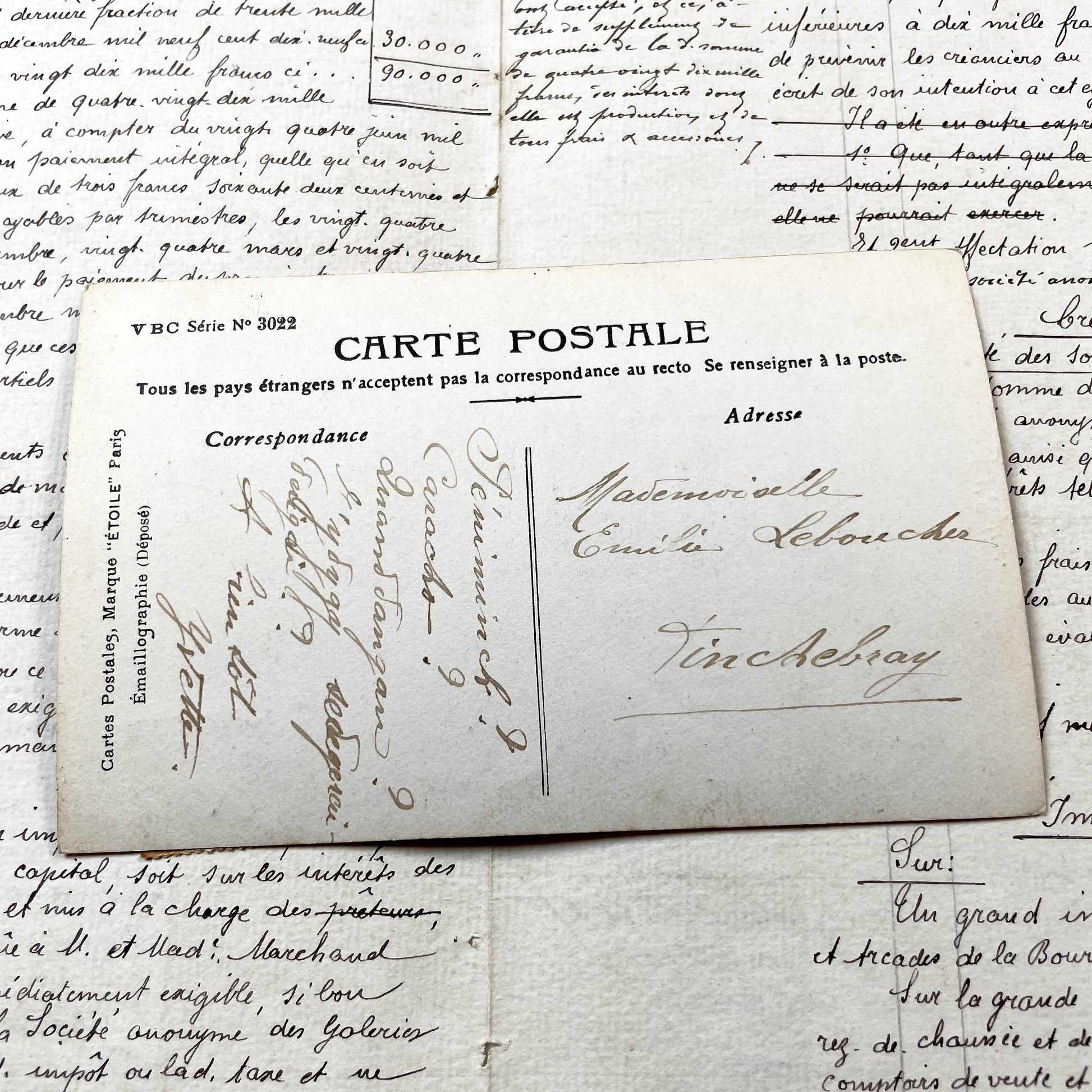 1900s - Antique French Wedding Photographic Postcard - Early 20th Century Nuptial Portrait - Arjalew Photo - Vintage Romance Document