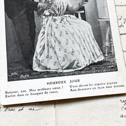 1900s - French Postcard - Romantic Belle Époque Couple - Antique Love Photo - Old Ephemera - Nostalgic Paper Art Collection